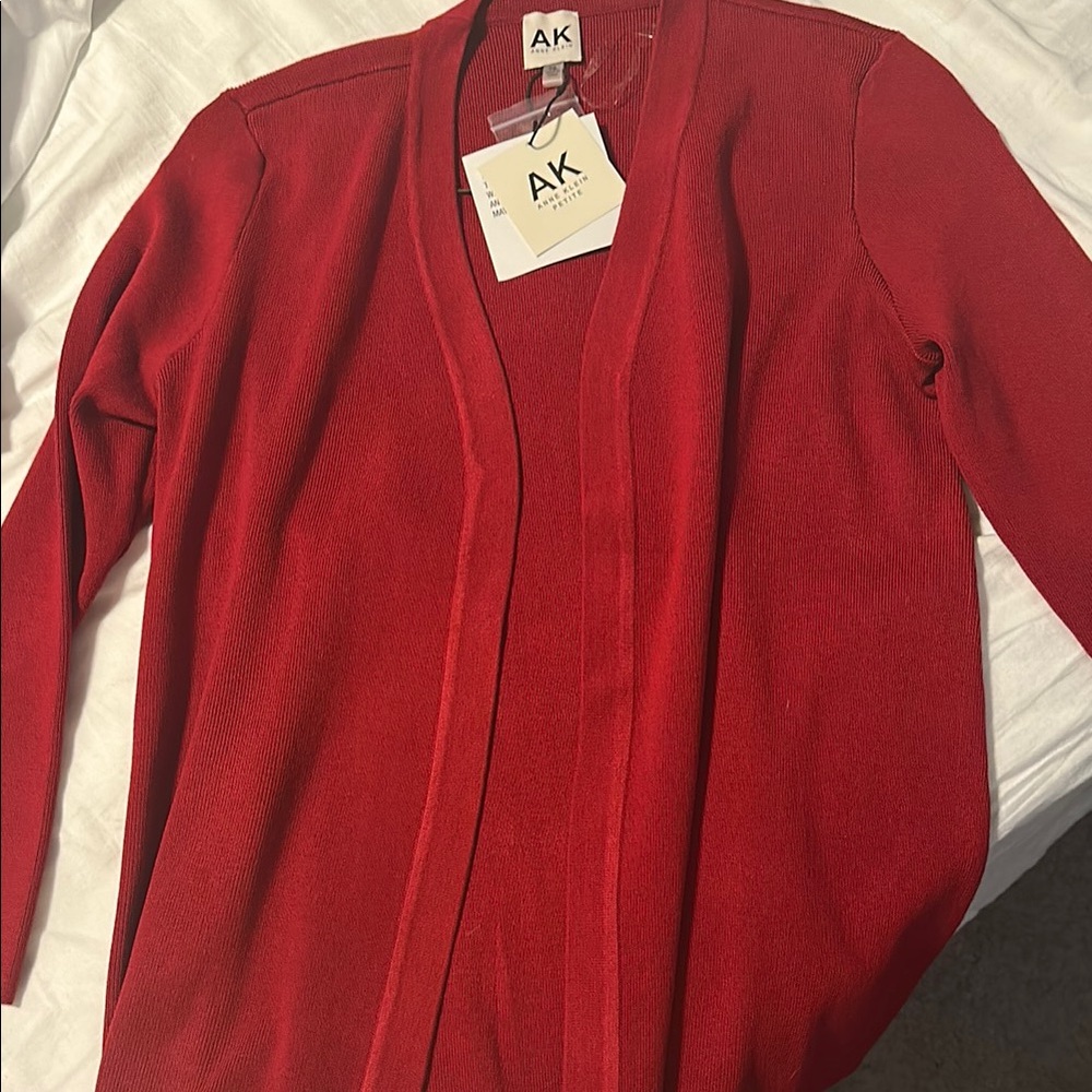 NEW Anne Klein Red Cardigan Sweater